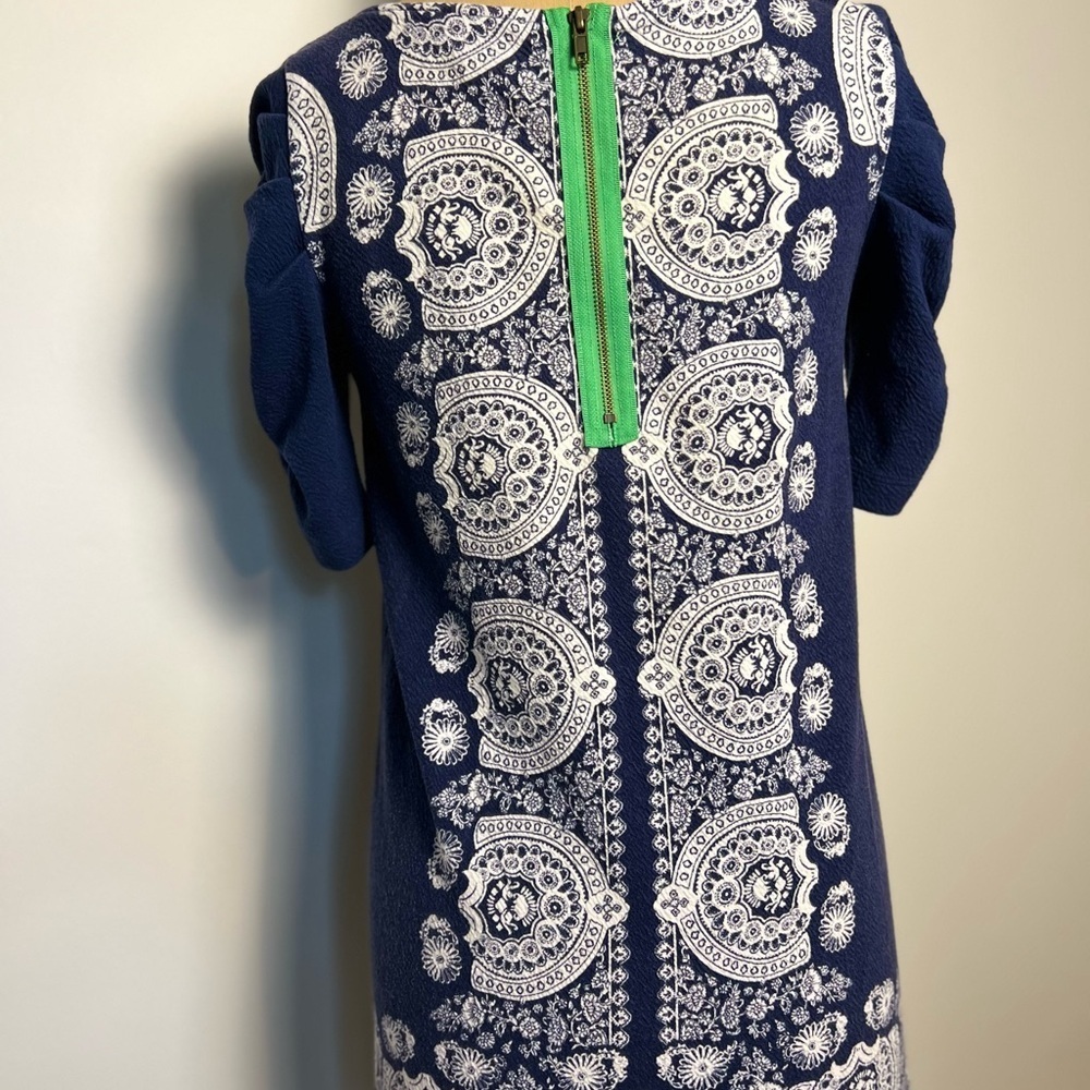 Anthropologie blue and white print puff sleeve dress size small - Picture 4 of 6